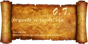 Orgován Terézia névjegykártya